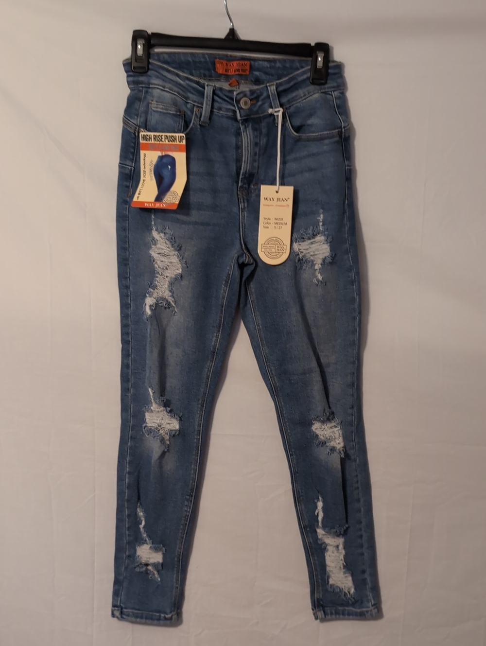Wax Jean Butt I Love You High Rise Distressed Skinny Jeans Size 5 / 27 NW